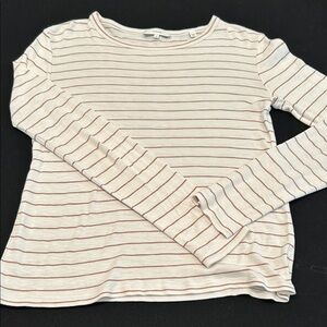 Vince Cream and Brown Striped Top
